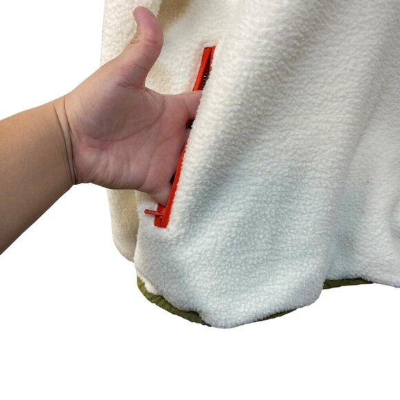 Fabletics Ivory Sherpa Fleece Multi Pocketed Mens 1/4 Zip Explorer Pullover Sz L - Picture 5 of 8